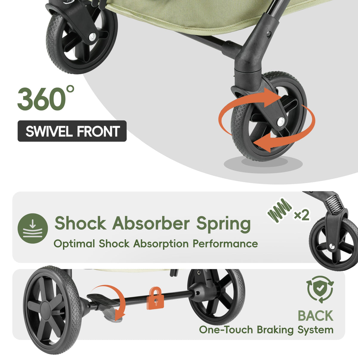 Foldable Pet Stroller Green R9275