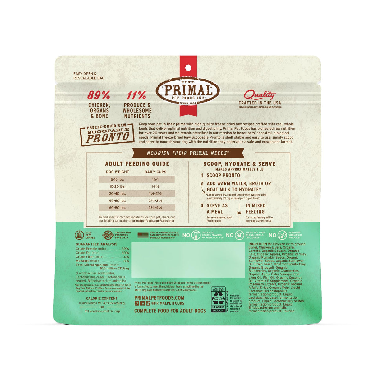 Freeze Dried Chicken Dog Food 16 oz V208