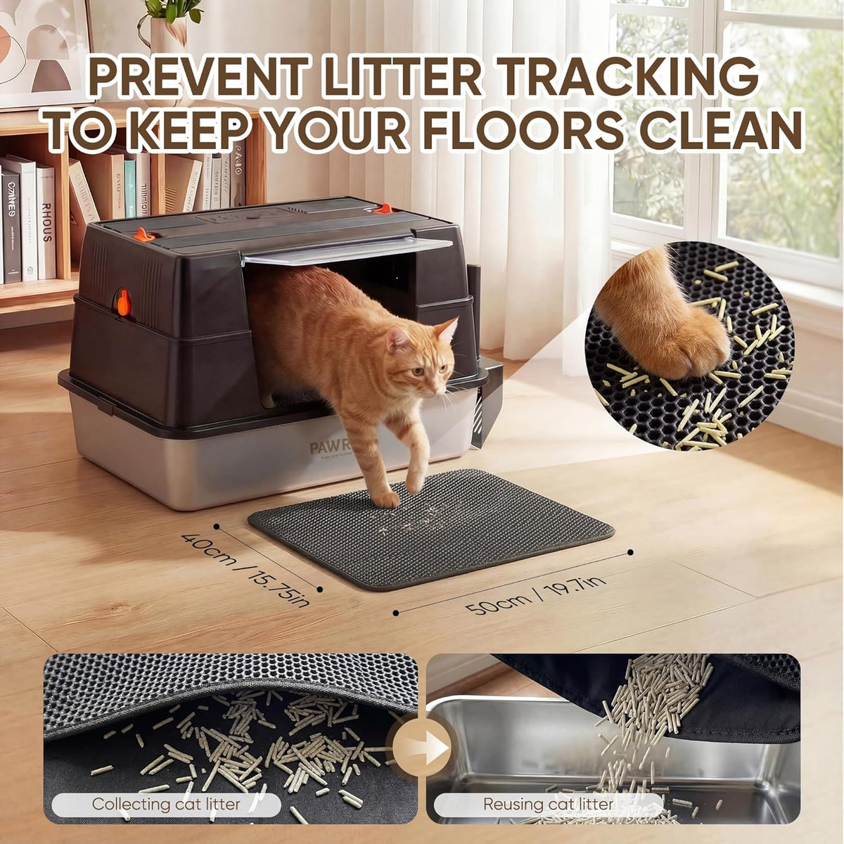 XL Stainless Steel Enclosed Cat Litter Box with Flip-Up Lid X21599
