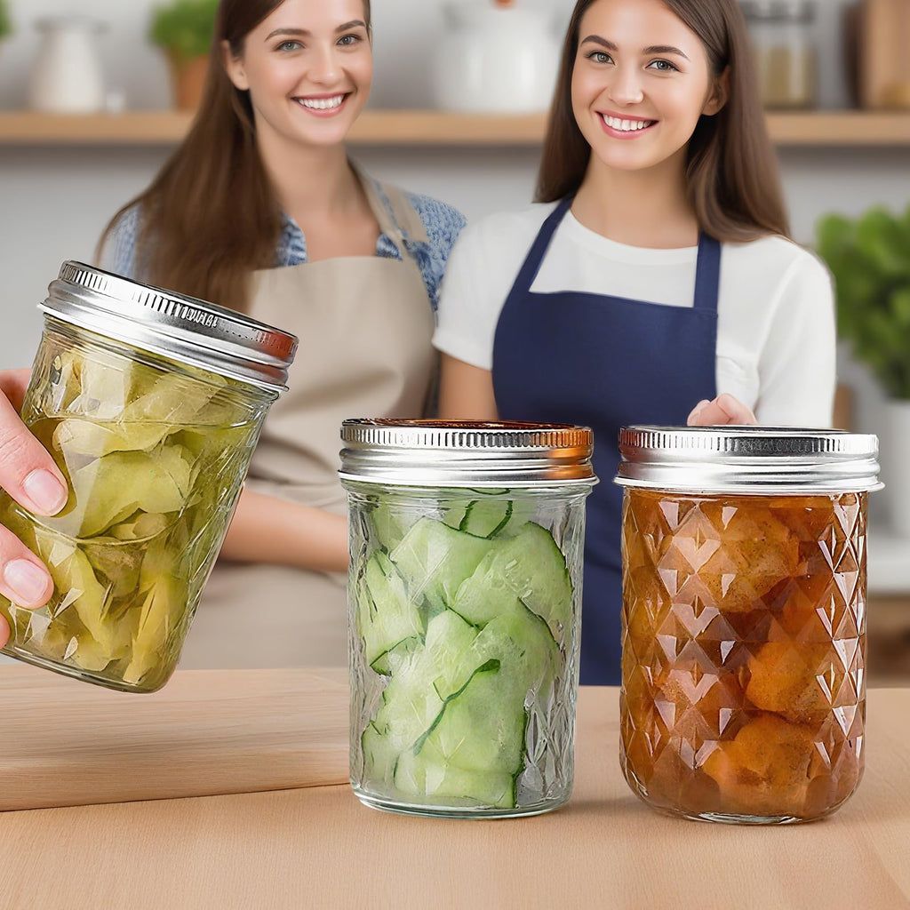 12oz Glass Mason Jars 6 Pack Airtight Lids T117