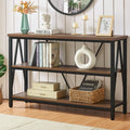 Brown 3 Tier Console Table with Open Shelves Y147
