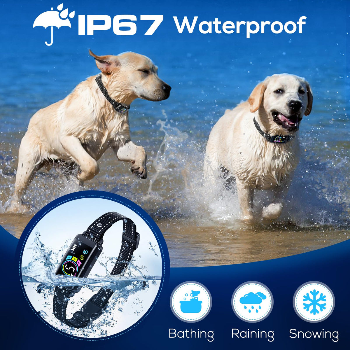 2 Pack Adjustable Bark Collar with Beep Vibration Shock O71027