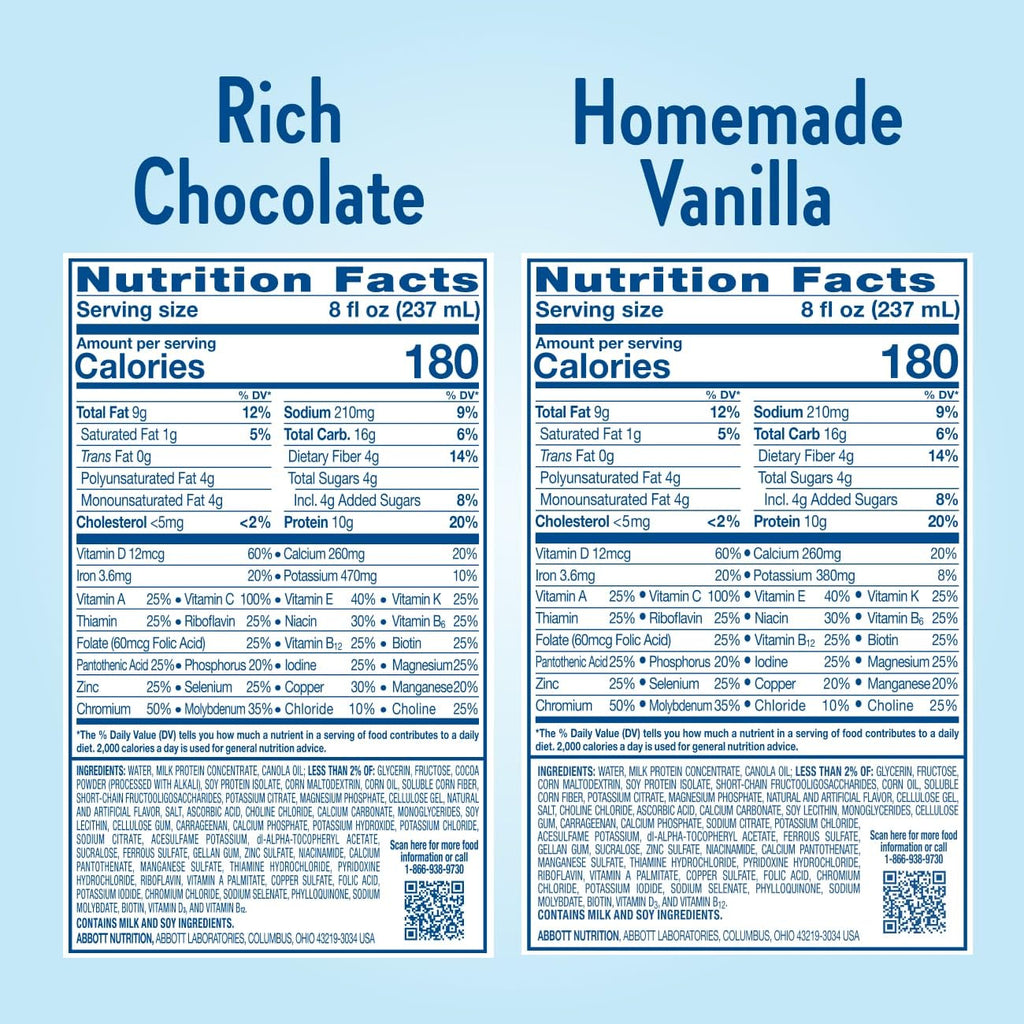 Rich Chocolate & Homemade Vanilla Diabetes Care Shake, 10g Protein, 8-fl-oz Bottle, 24 Pack P28480