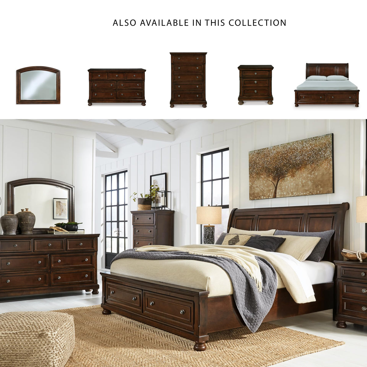 Cal King Sleigh Bed Frame with Storage D3330