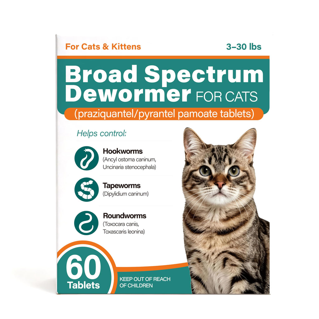 Broad Spectrum Cat Dewormer Tablets 60 Count D587443