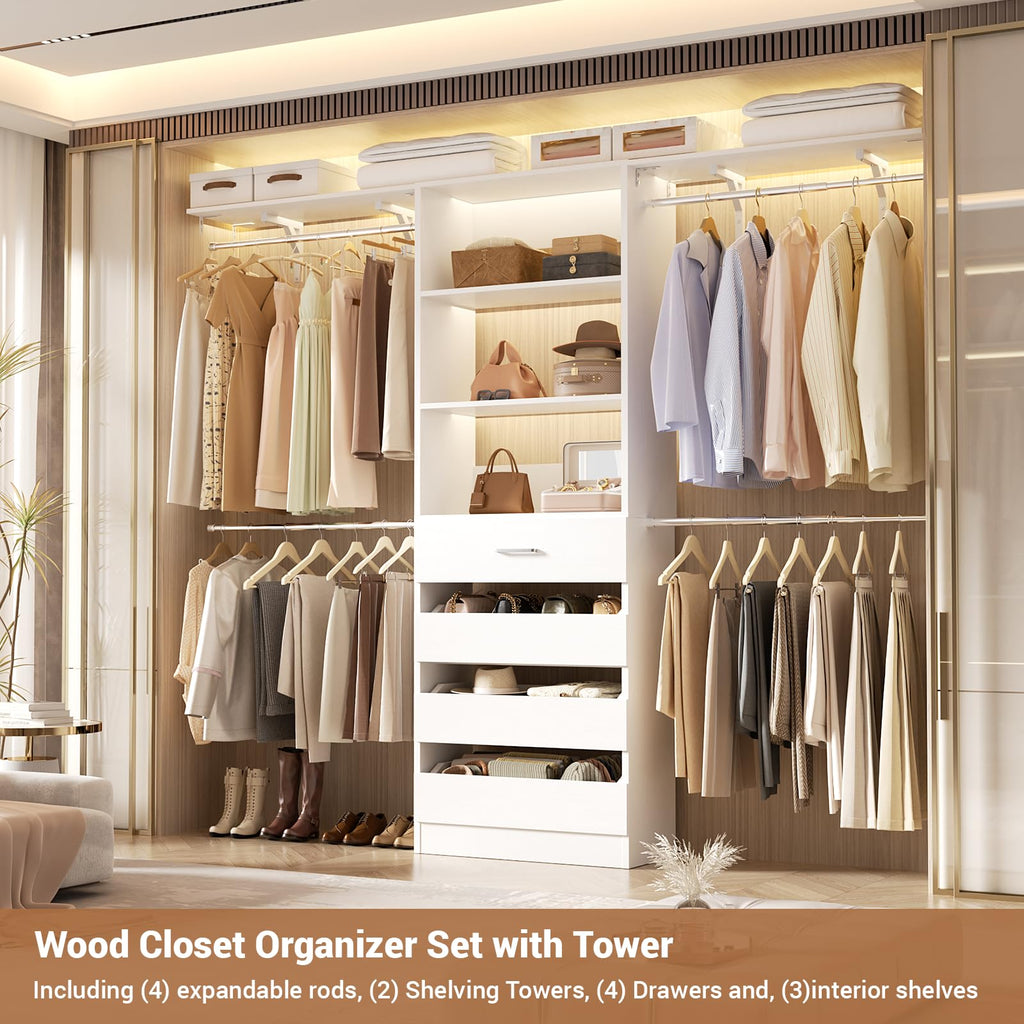 Wood Closet Organizer System with 4 Drawers Q411