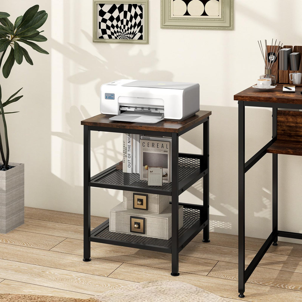 3-Tier End Table Set of 2 with Mesh Storage Shelves W116