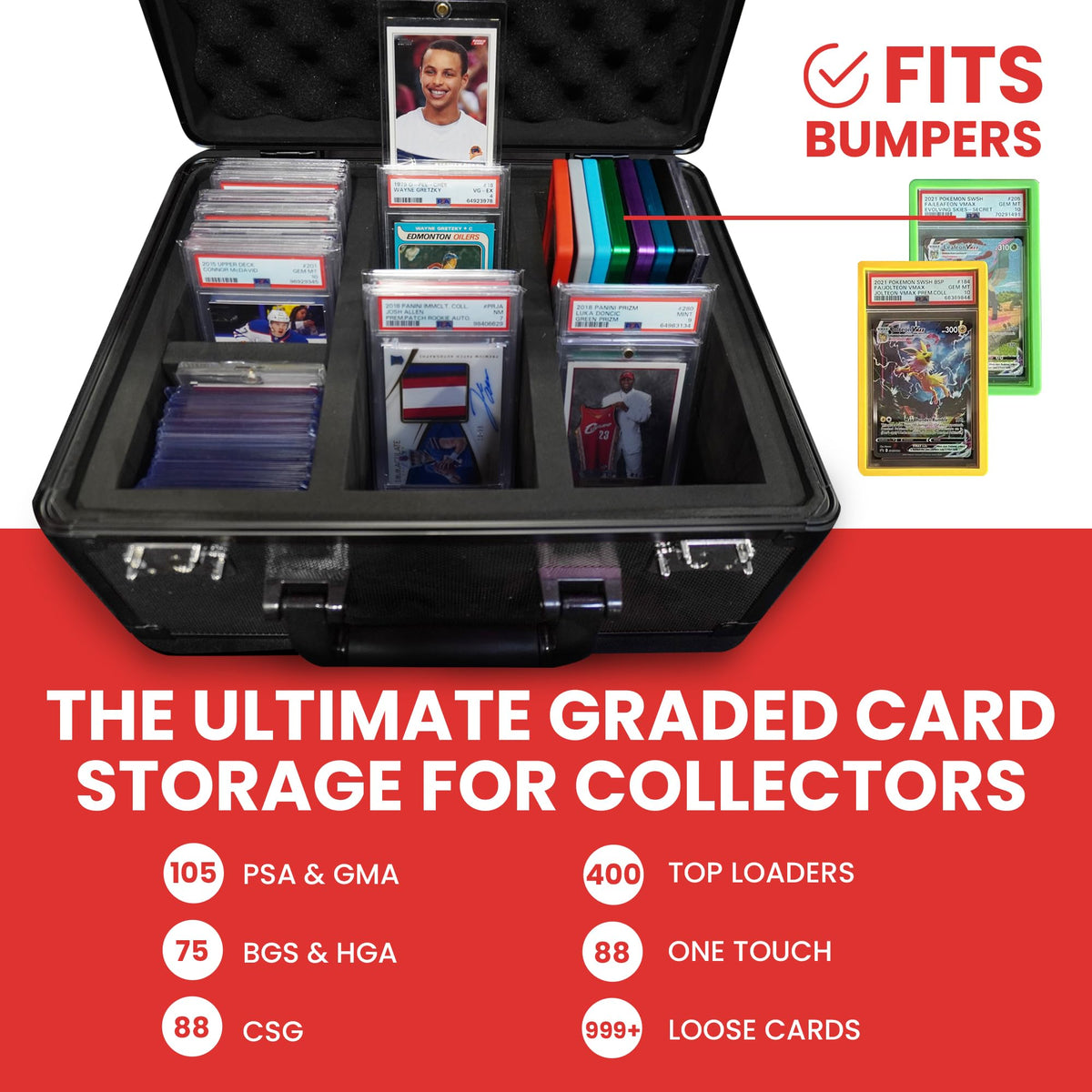 Black 3 Row Graded Card Storage Box with TSA Lock N9896