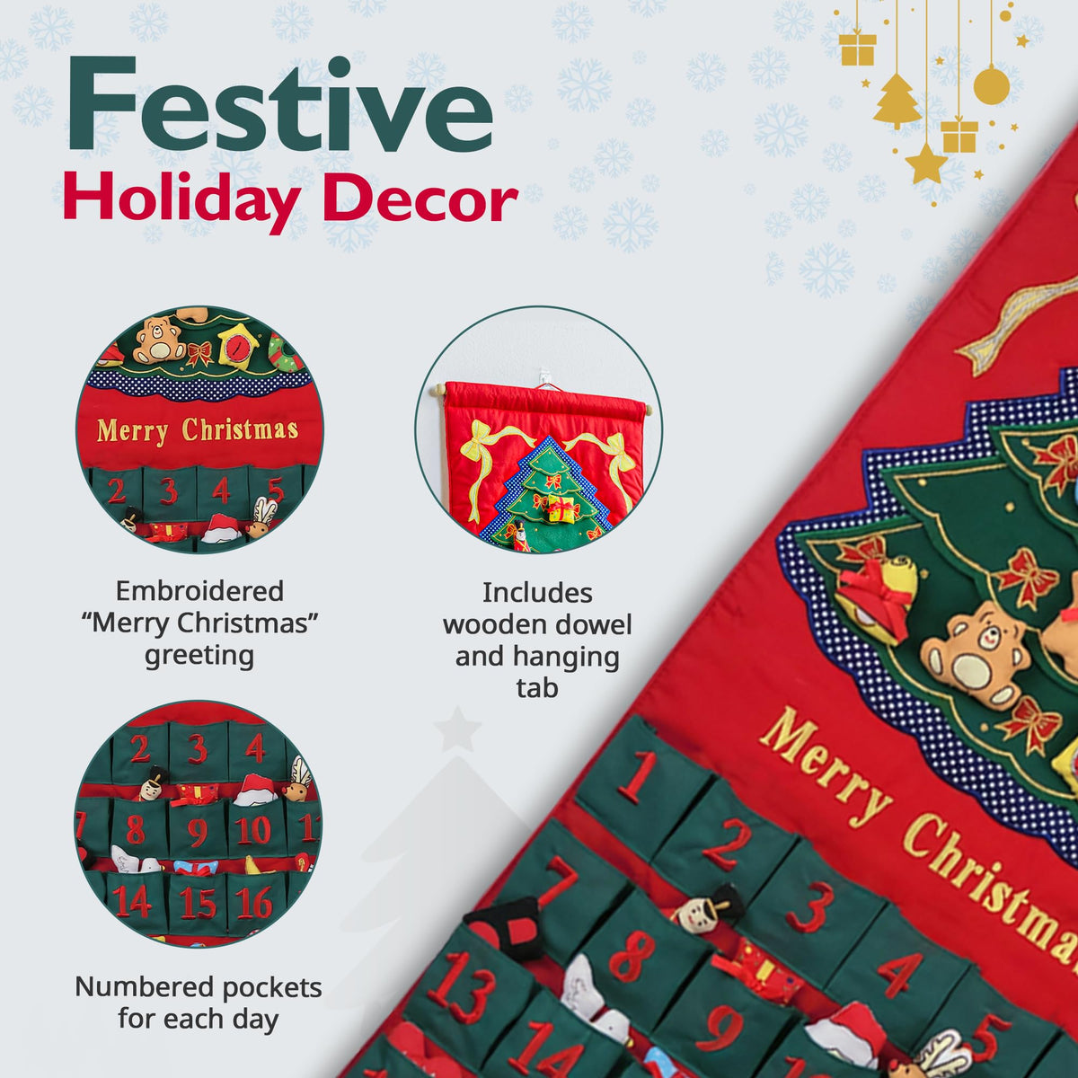 Christmas Advent Calendar with 24 Cloth Ornaments Z3326