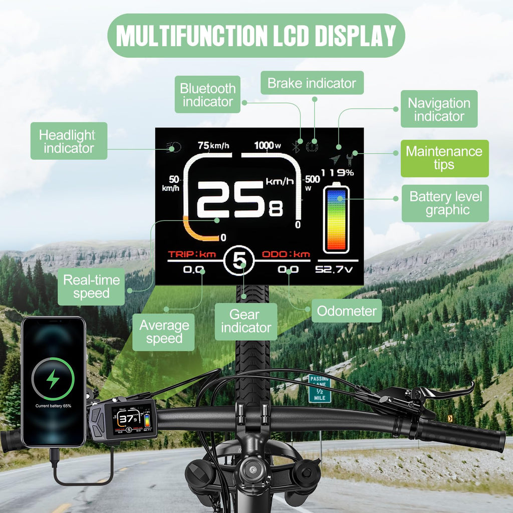48V 1000W Ebike Conversion Kit with TFT Display and Battery W741670