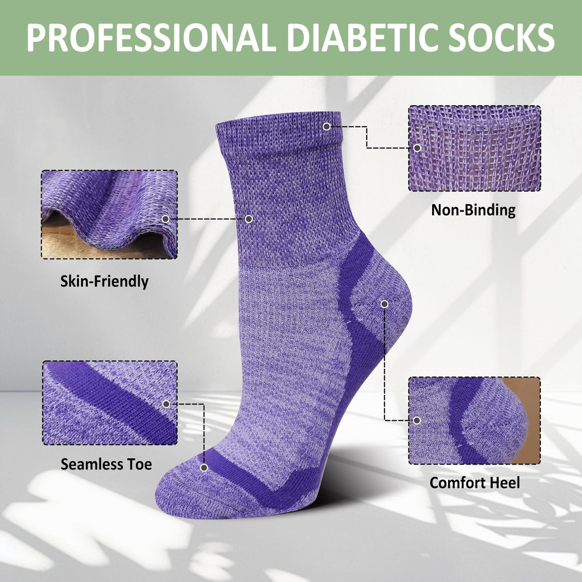 Bamboo Viscose Non-Binding Ankle Socks 5 Pairs J797
