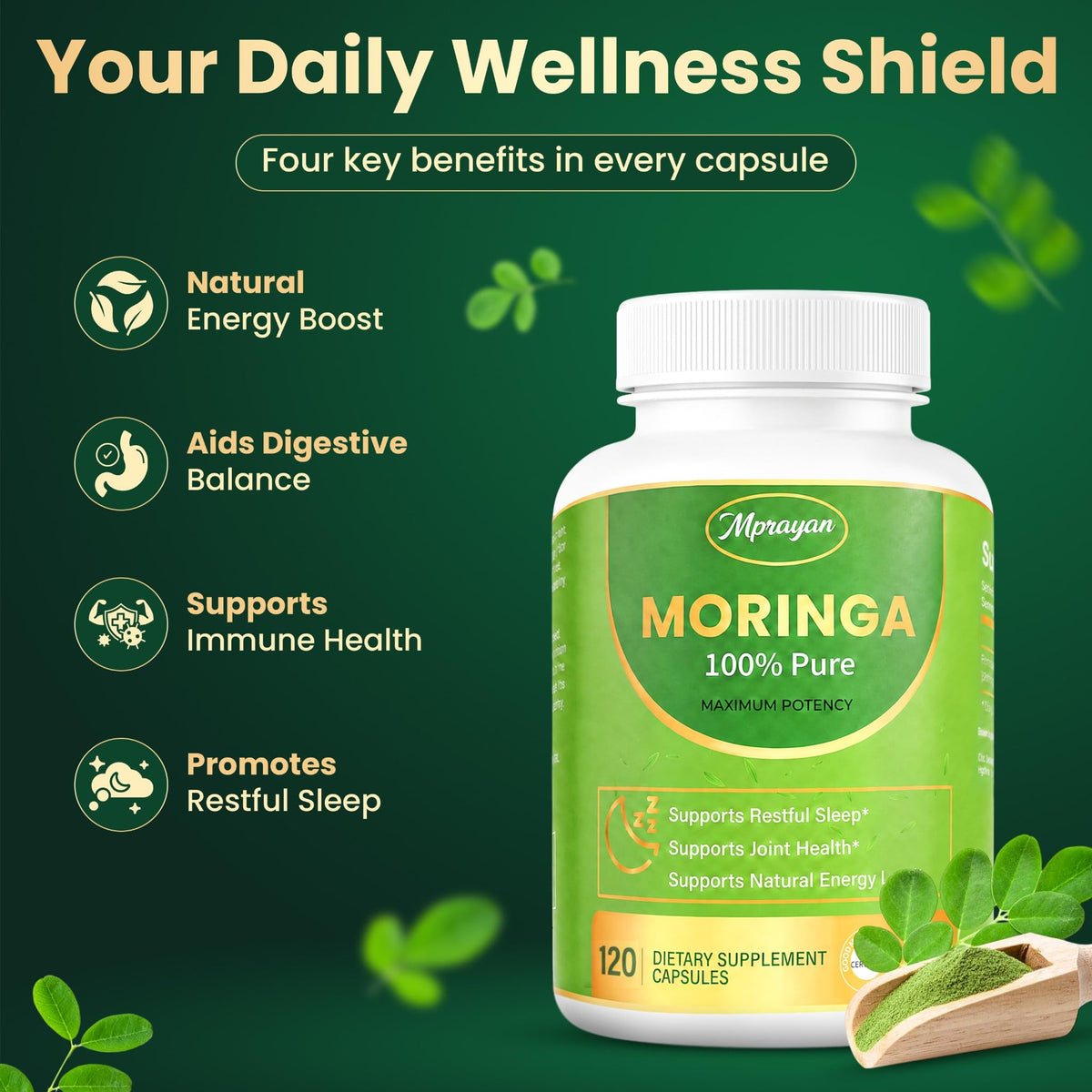 Moringa Capsules 1600mg 120 Vegan Capsules U95973