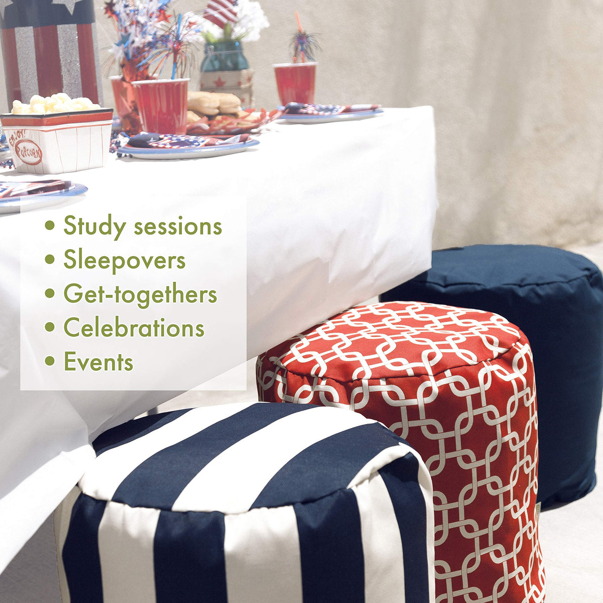 Teal Indoor/Outdoor Bean Bag Ottoman Pouf B7950