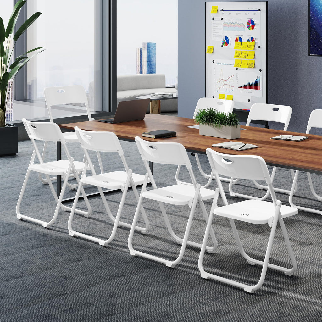 White Plastic Folding Chairs, 10 Pack O88206