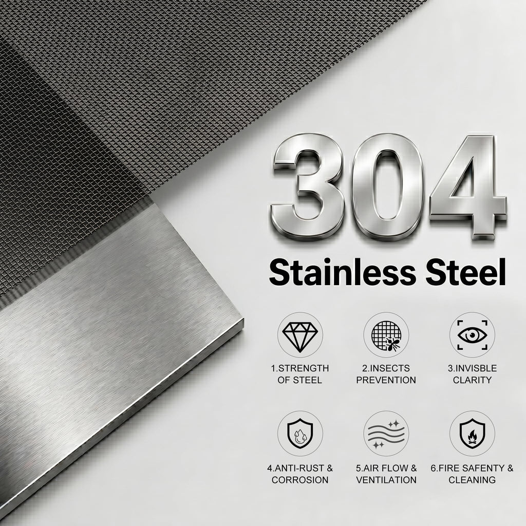 Black 304 Stainless Steel Window Screen Wire Mesh Roll U250868