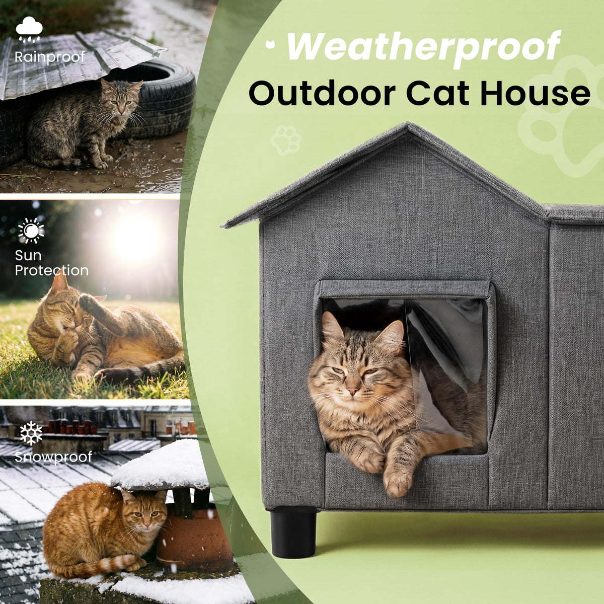 Weatherproof Elevated Cat House U5170