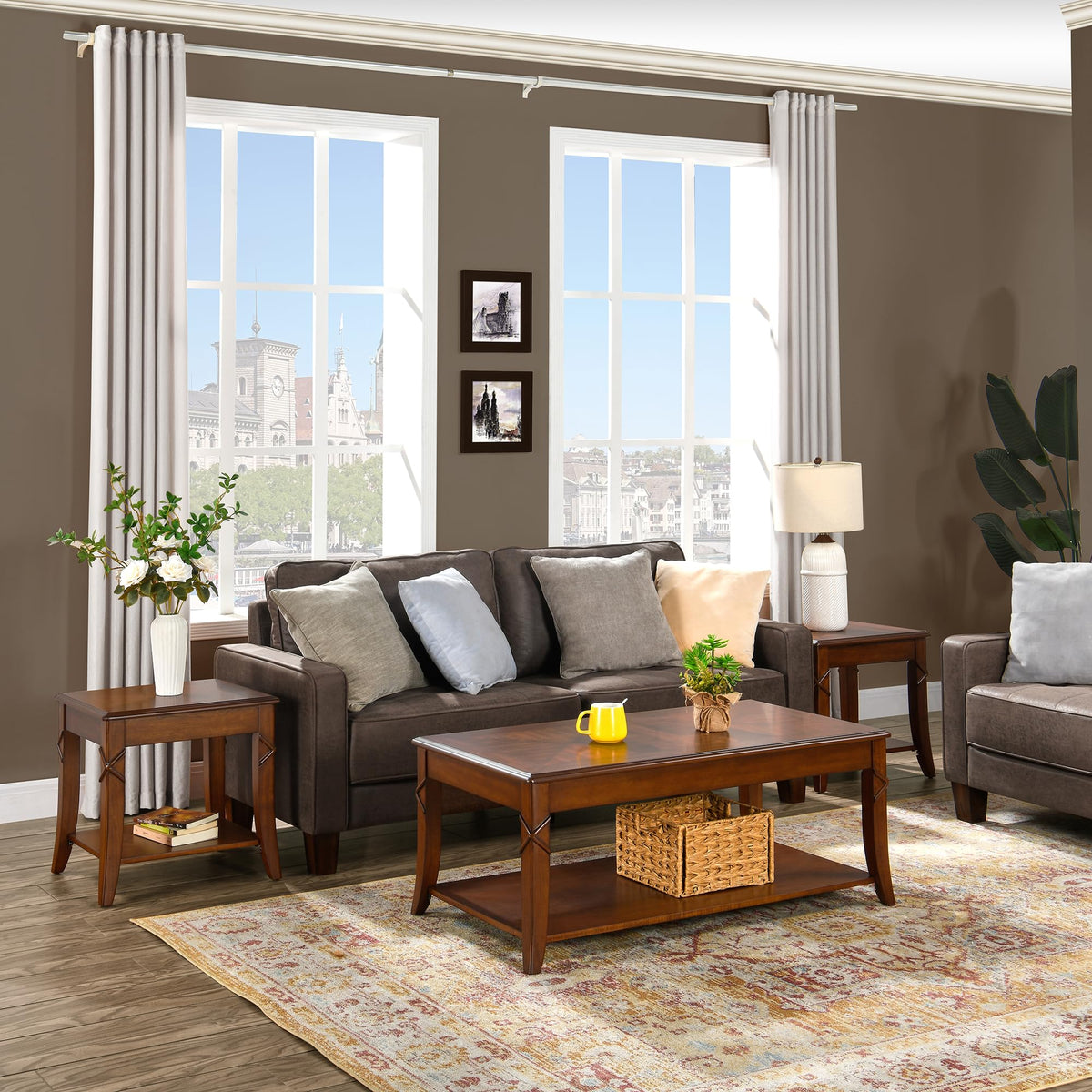 Solid Wood End Table with Storage Shelf O80346