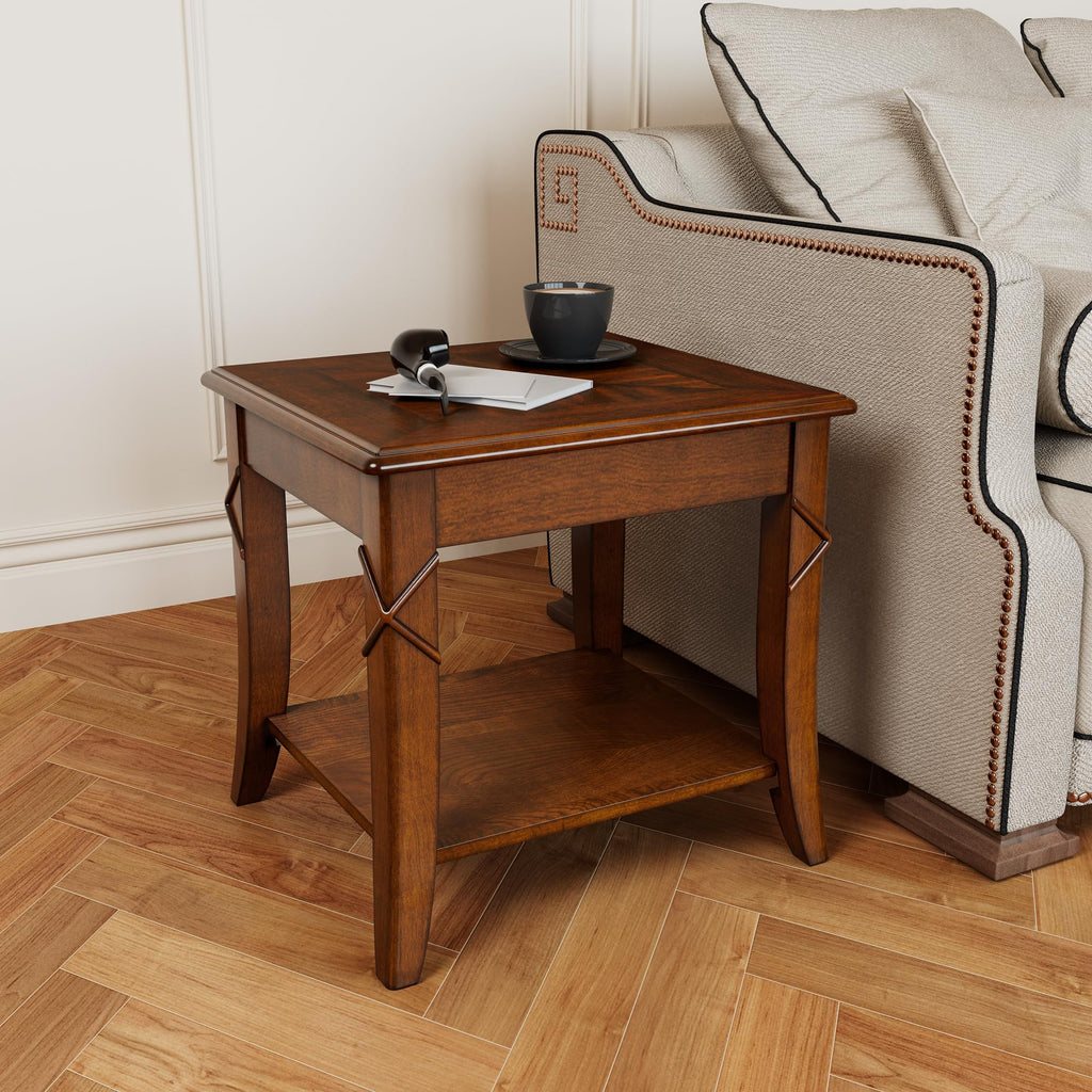 Solid Wood End Table with Storage Shelf O80346