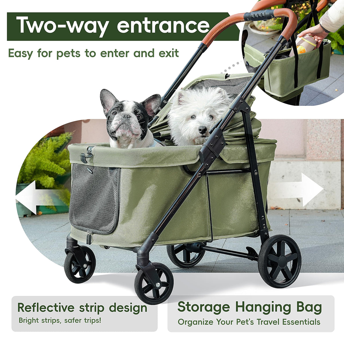 Foldable Pet Stroller Green R9275