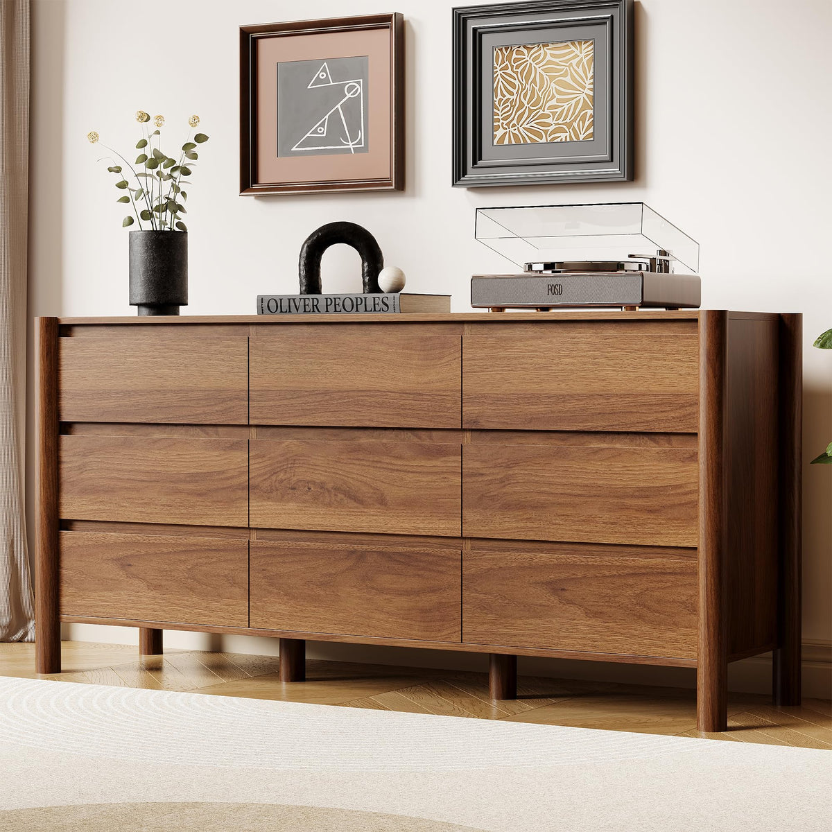 Walnut 9 Drawer Dresser N90872