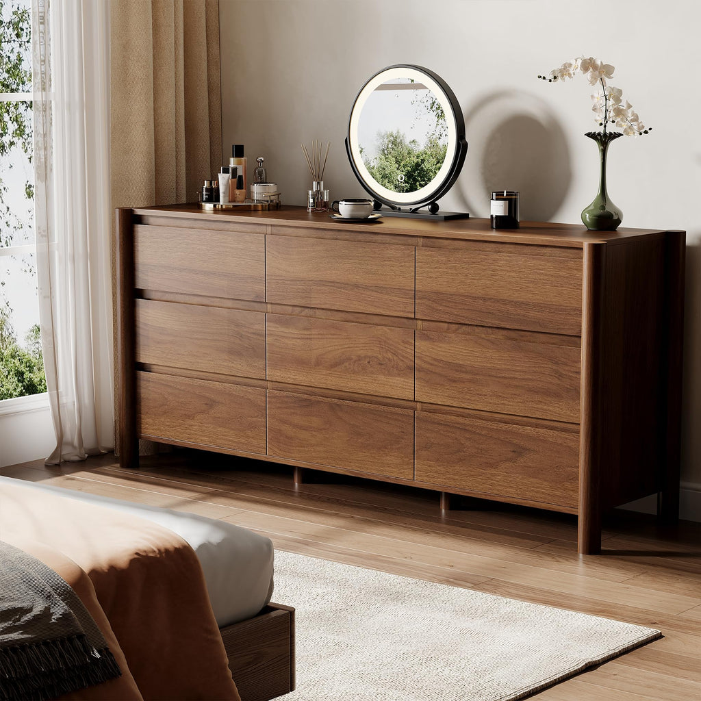 Walnut 9 Drawer Dresser N90872